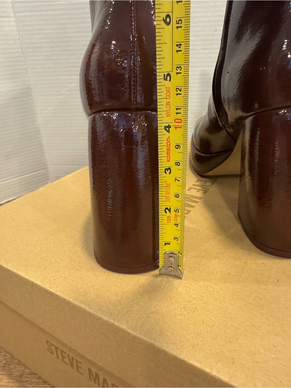 Steve Madden Banish Platform Boots Glossy Cognac Patent Finish Size 9.5 - Picture 9 of 10